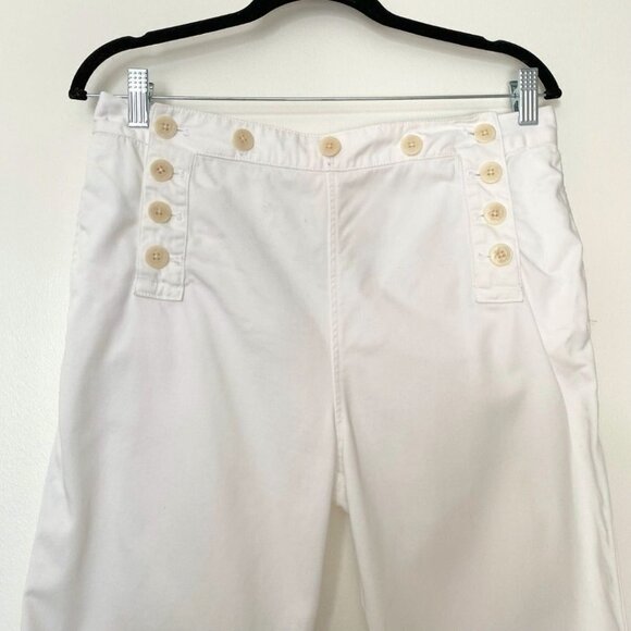 J CREW WOMEN'S SAILOR CHINO WHITE BUTTON FRONT BACK LACE UP PANTS - 6 - Picture 3 of 9